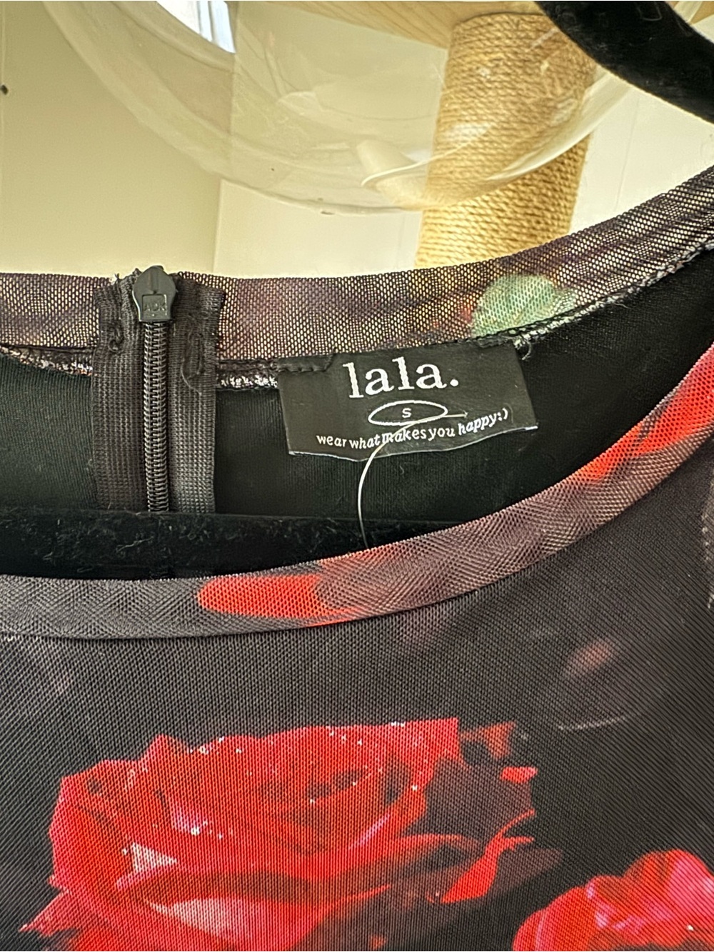 Dressed in Lala Red Rose Print Long Sleeve Black Maxi Dress - Picture 2 of 3